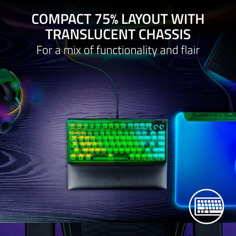 新品 RAZER BLACKWIDOW V4 75% PHANTOM GREEN Razer BlackWidow V4 75%, Hot-swappable | KaBuM!